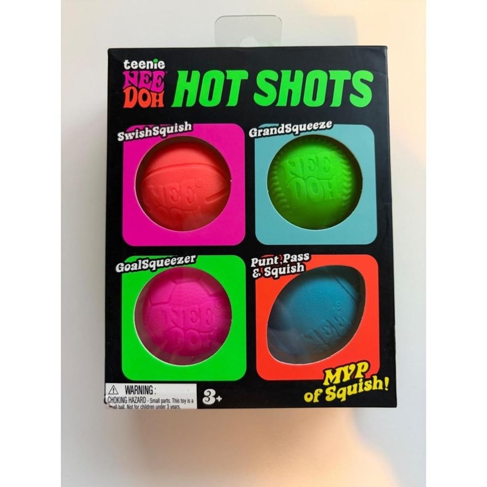 Schylling Teenie NeeDoh Hot Shots 4 Pack Sports Squishy Fidget Toys 25100NAB NEW